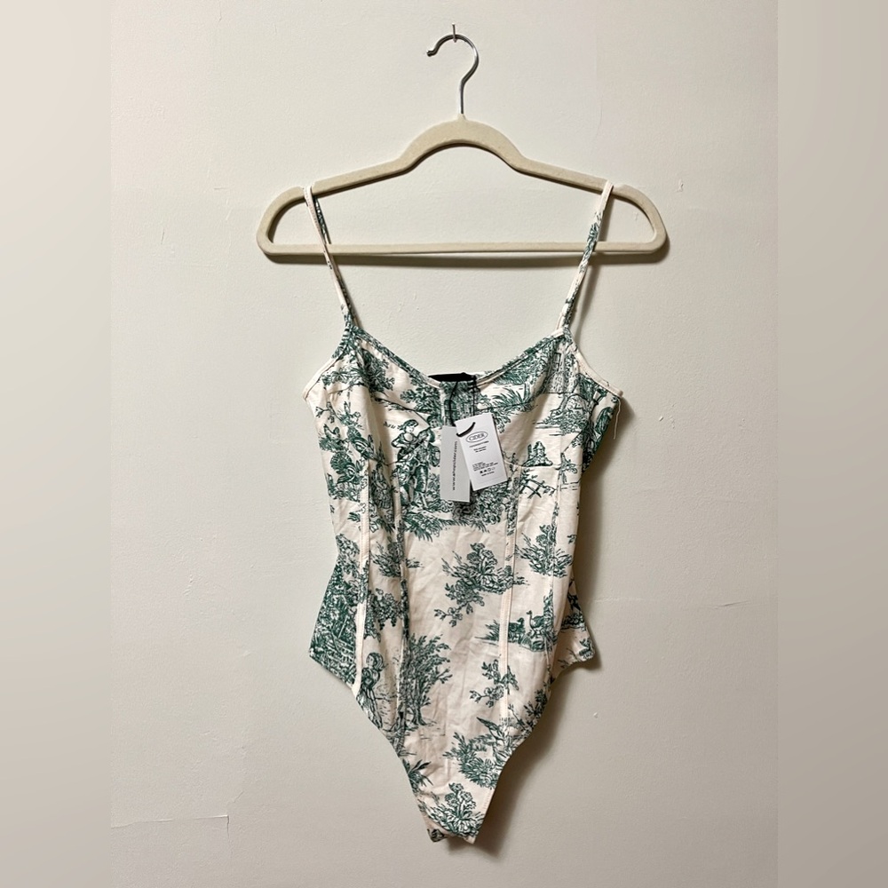 NWT Cider Women’s Large Beige and Green Bodysuit